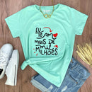 Camiseta Feminina Verde Menta Eu te amo mais de mil milhões