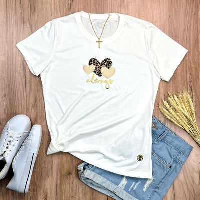 Camiseta Feminina Off White Aplique Always