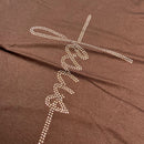 Camiseta Feminina Marrom Jesus Strass
