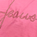 Camiseta Feminina Rosa Jesus Strass