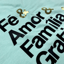 Camiseta Feminina Verde Menta Fé & Amor Dourado
