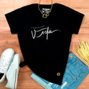 Camiseta Feminina Preta É Tempo De Viver A Vida