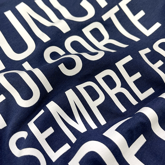 Camiseta Masculina Azul Nunca foi sorte sempre foi Deus.