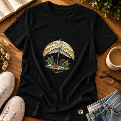 Camiseta Feminina Preta Refúgio sob Suas asas — Principal 01