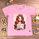 T-Shirt Infantil Rosa Garota Bíblia Branca