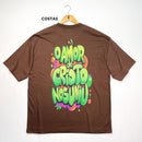 Oversized Marrom Full O Amor De Cristo Nos Uniu