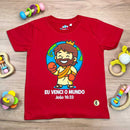 T-Shirt Infantil Vermelha Eu Venci o Mundo