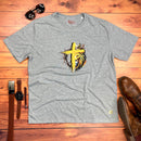 Camiseta Masculina Cinza Coroa Cruz E Leão