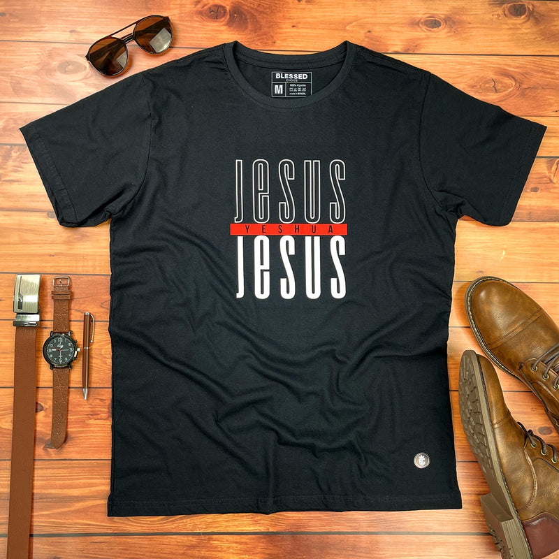 Camiseta Masculina Preta Jesus Yeshua