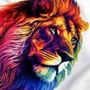Camiseta Masculina Branca Leão Colorido