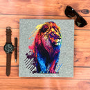 Camiseta Masculina Cinza Leão Colorido