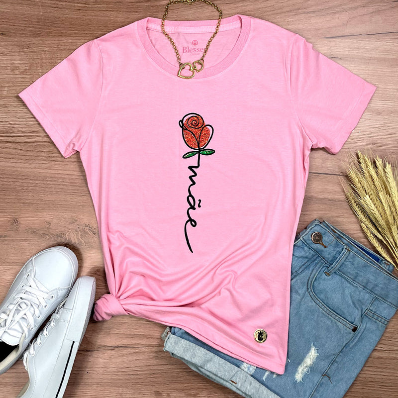 Camiseta Feminina Rosa Mãe Flor