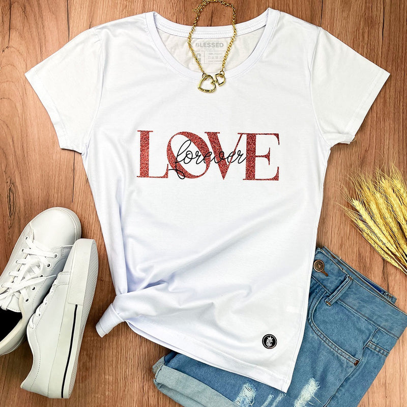 Camiseta Feminina Branca Love Forever