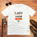 Camiseta Masculina Branca O Justo Viverá Pela Fé