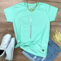 Camiseta Feminina Verde Menta Cruz Prata Jesus Cristo