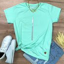 Camiseta Feminina Verde Menta Cruz Prata Jesus Cristo