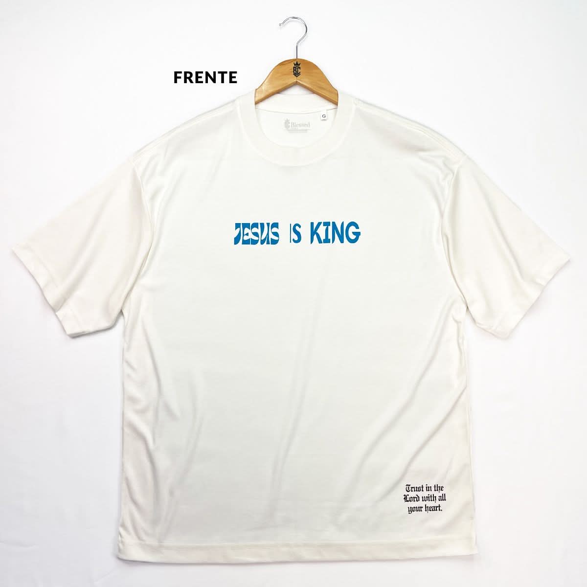 Oversized Off White Full Jesus Is King Azul