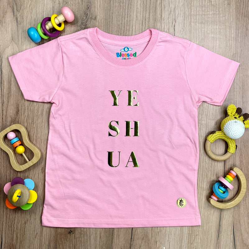 T-Shirt Infantil Rosa Yeshua Camaleão