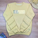 Moletom Caqui Aplique Jesus Glitter Dourado