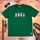 Camiseta Masculina Verde Copos De Natal