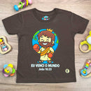 T-Shirt Infantil Marrom Eu Venci o Mundo