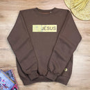 Moletom Marrom Aplique Jesus Glitter Dourado