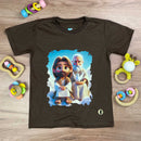 T-Shirt Infantil Marrom Jesus e Noé
