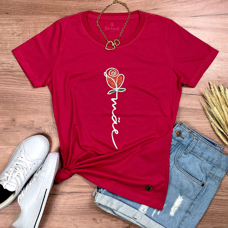 Camiseta Feminina Pink Mãe Flor