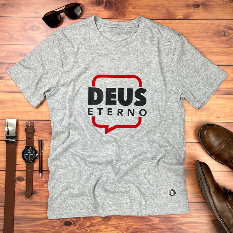 Camiseta Masculina Cinza Deus Eterno