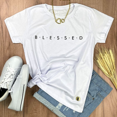 Camiseta Feminina Branca B.L.E.S.S.E.D