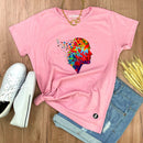 Camiseta Feminina Rosa Coração Pensamento