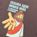 T-Shirt Infantil Marrom Segura Aqui Minha Mão