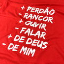 Camiseta Feminina Vermelha Mais Perdão Menos Rancor