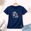 Camiseta Feminina  Azul O Que Seria De Mim, Sem Ti, Jesus? 