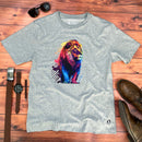 Camiseta Masculina Cinza Leão Colorido