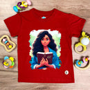 T-Shirt Infantil Vermelha Garota Bíblia Vinho