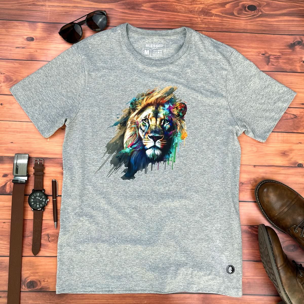 Camiseta Masculina Cinza Leão