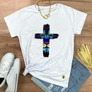 Camiseta Feminina Branca Cruz Leão Azul