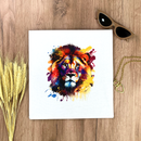 Camiseta Feminina Branca Leão Colorido