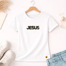 Camiseta Feminina Branca Jesus Aplique Camaleão