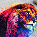 Camiseta Masculina Cinza Leão Colorido