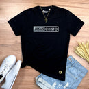 Camiseta Feminina Preta Jesus Cristo Glitter