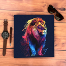 Camiseta Masculina Azul Leão Colorido