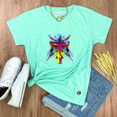 Camiseta Feminina Verde Menta Cruz