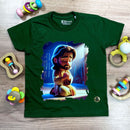 T-Shirt Infantil Verde Jesus Orando