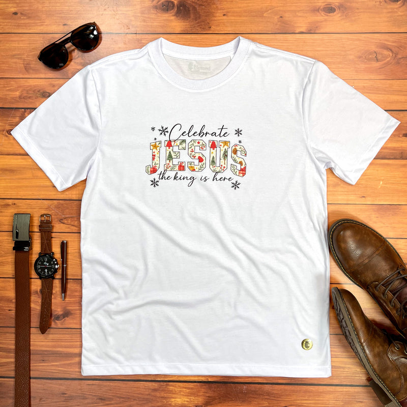 Camiseta Masculina Branca Celebrate Jesus