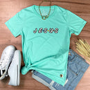 Camiseta Feminina Verde Menta Aplique J.E.S.U.S