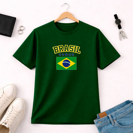 Camiseta Masculina Verde Brasil Bandeira