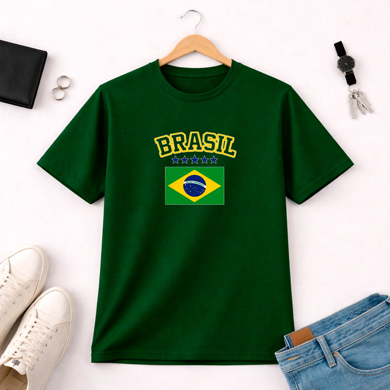 Camiseta Masculina Verde Brasil Bandeira