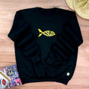 Moletom Preto Aplique Peixe Jesus